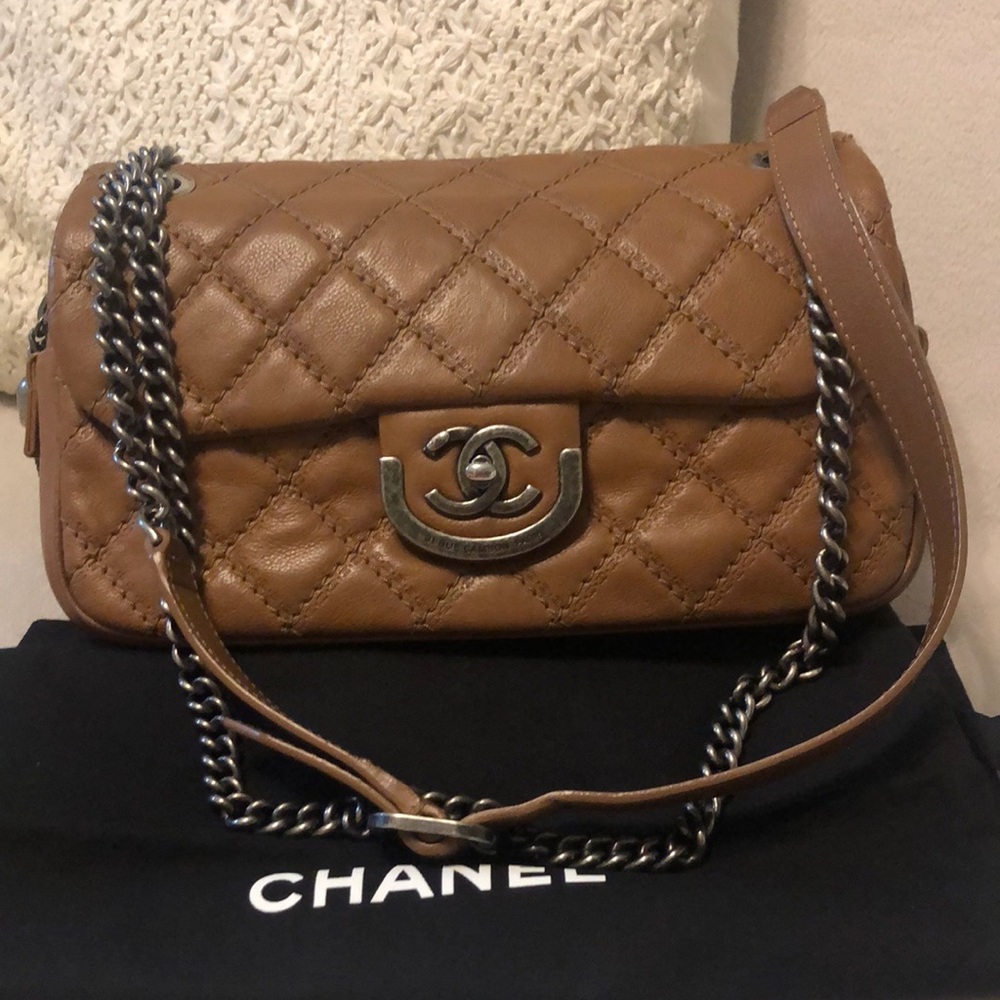 Chanel Brown Stitch Rue Cambon Flap crossbody Bag
